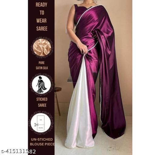 Satin Half Half Saree - Ready to Wear Saree