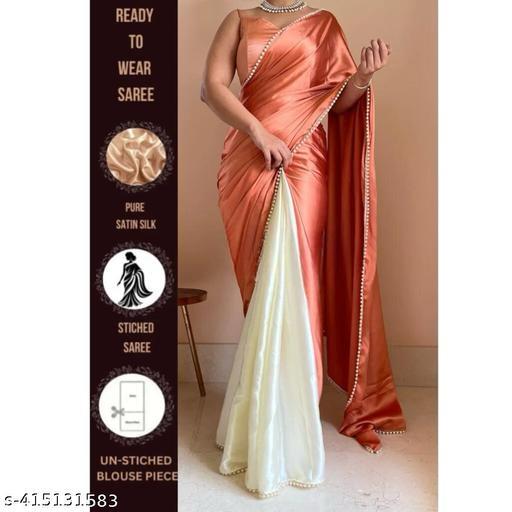 Satin Half Half Saree - Ready to Wear Saree