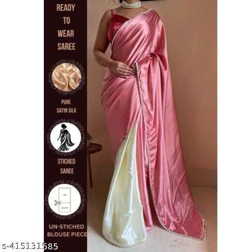 Satin Half Half Saree - Ready to Wear Saree