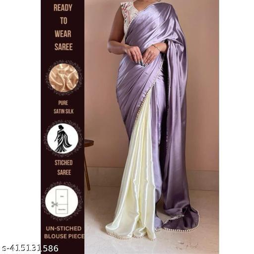 Satin Half Half Saree - Ready to Wear Saree