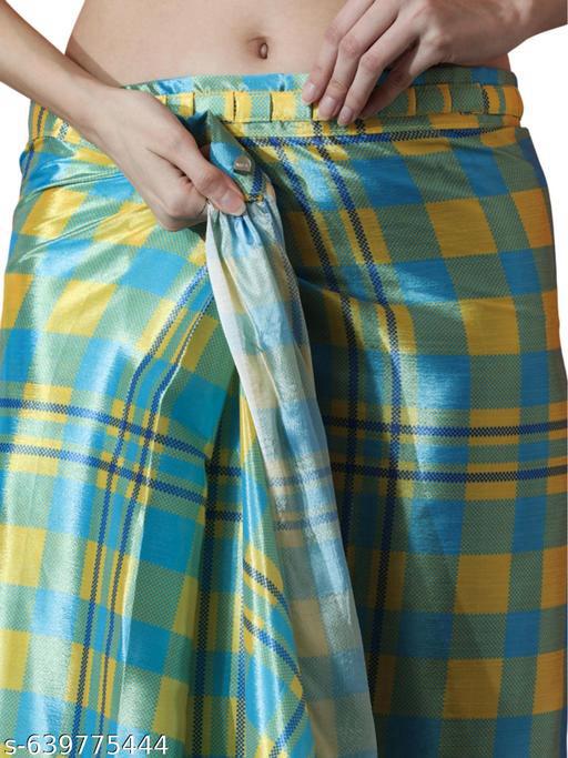 Satin Checkered Saree - Ready to Wear