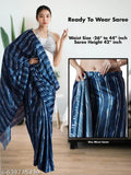 Blue Striped Satin Saree - Ready to Wear Saree