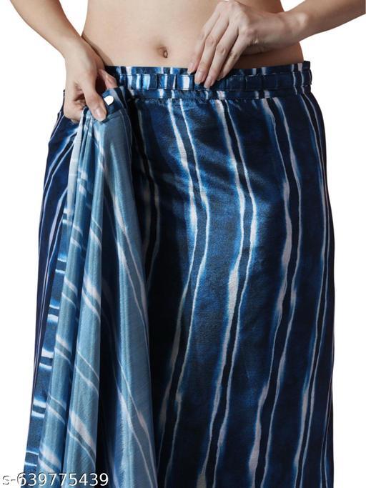 Blue Striped Satin Saree - Ready to Wear Saree