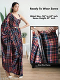 Dark Checkered Satin Saree - Ready to Wear Saree