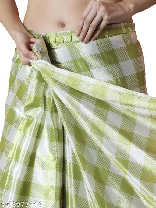Light Green Satin Checked Saree - Ready to Wear Saree