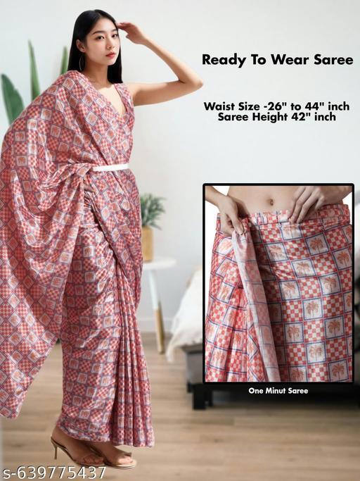 Checkered Red White Saree - Ready to Wear Saree