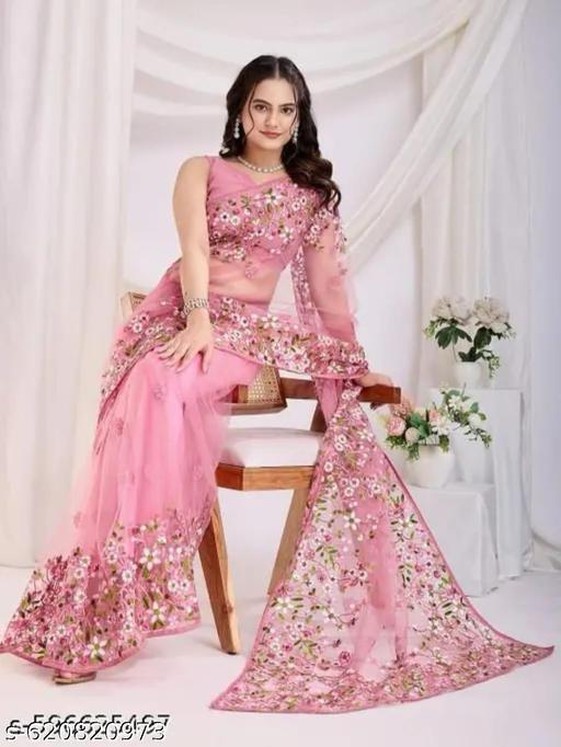 Floral Net Saree