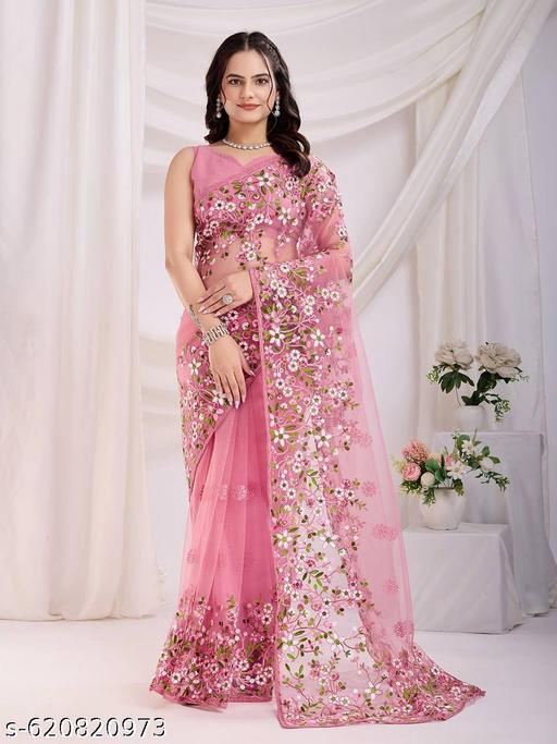 Floral Net Saree