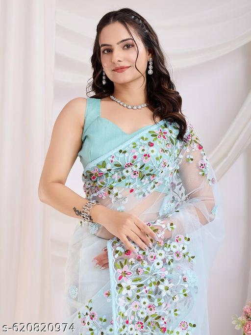 Floral Net Saree