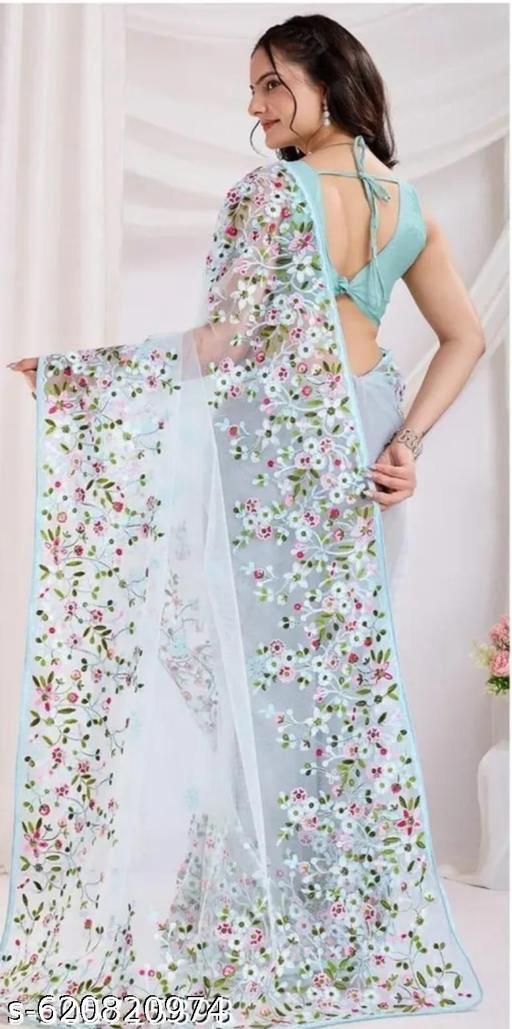 Floral Net Saree