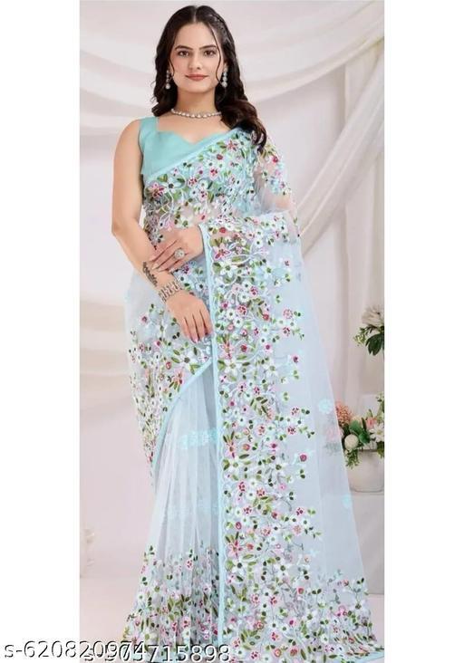 Floral Net Saree