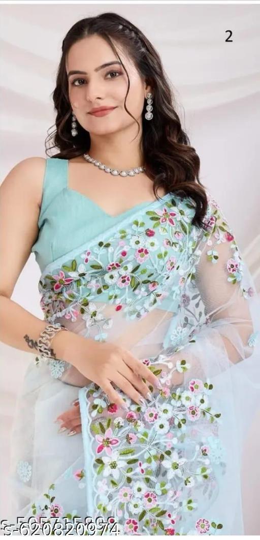 Floral Net Saree