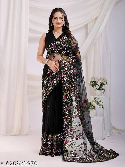 Floral Net Saree