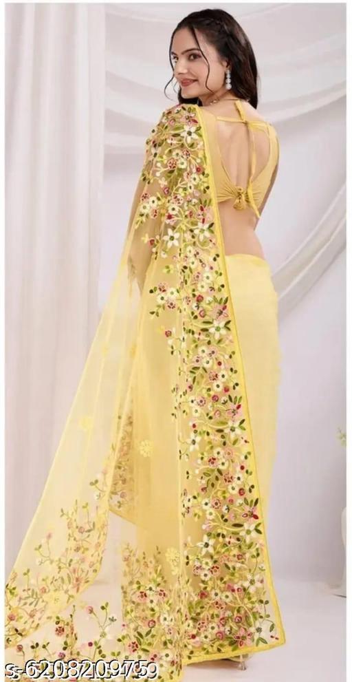 Floral Net Saree