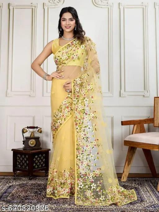 Floral Net Saree