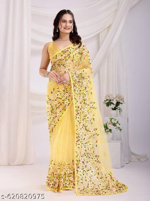 Floral Net Saree