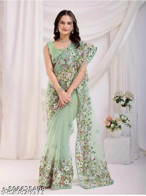 Floral Net Saree
