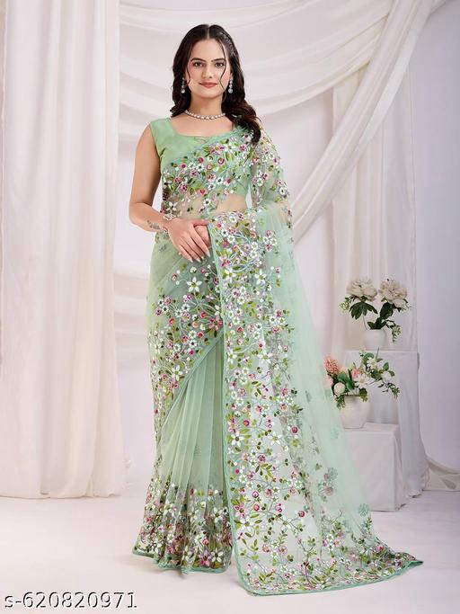 Floral Net Saree