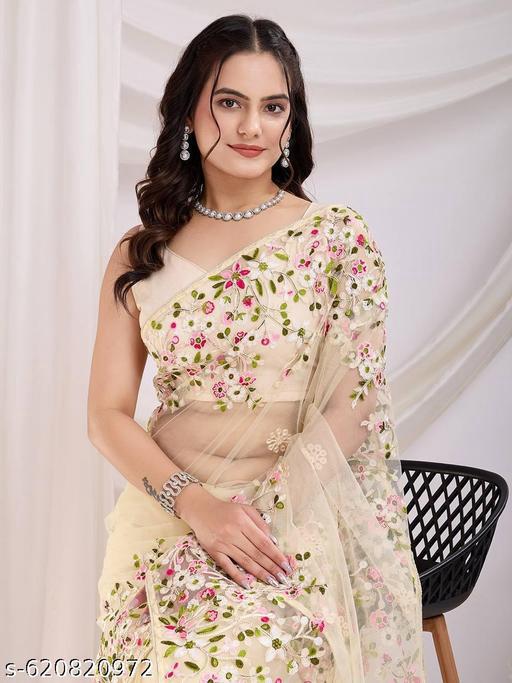 Floral Net Saree