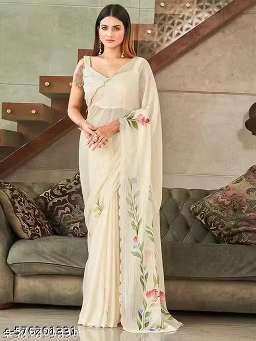 Floral Cut Work Saree
