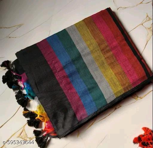 Black Rainbow Cotton Saree