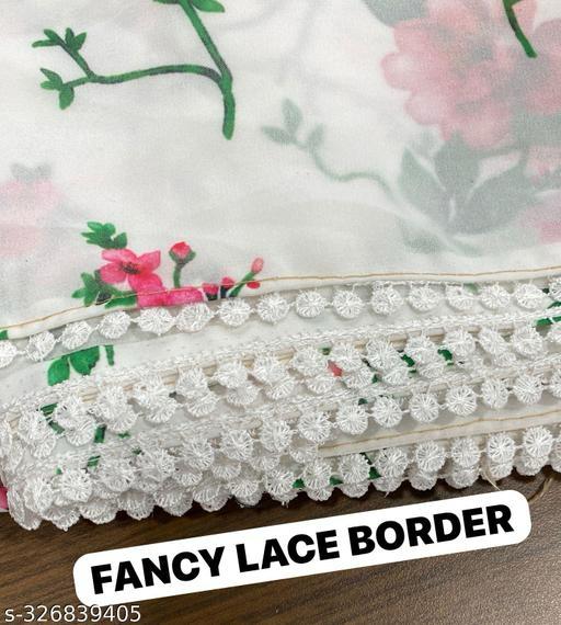 White Floral Print Saree