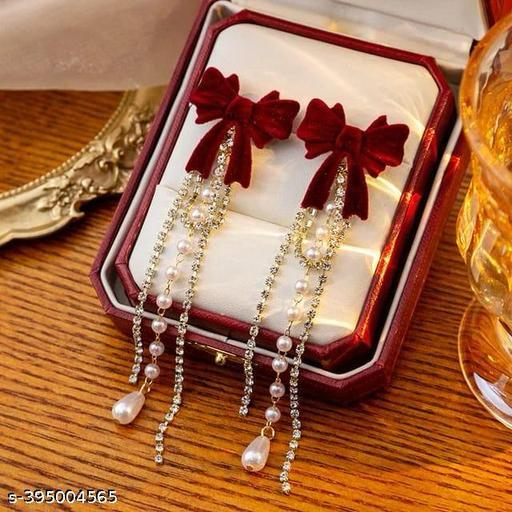 Korean Bow Danglers Earings