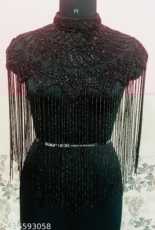 Black Long Embellished Cape