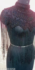 Black Long Embellished Cape
