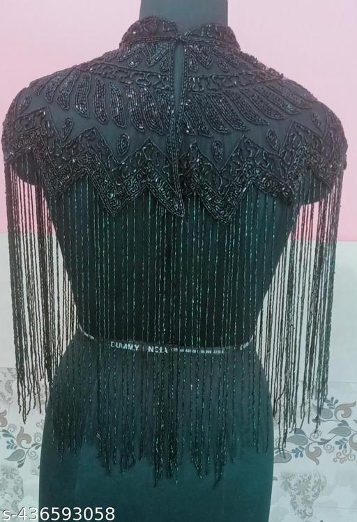 Black Long Embellished Cape