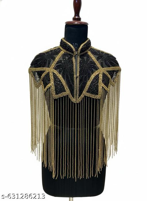 Gold Long Embellished Cape