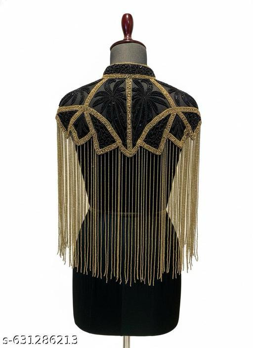 Gold Long Embellished Cape