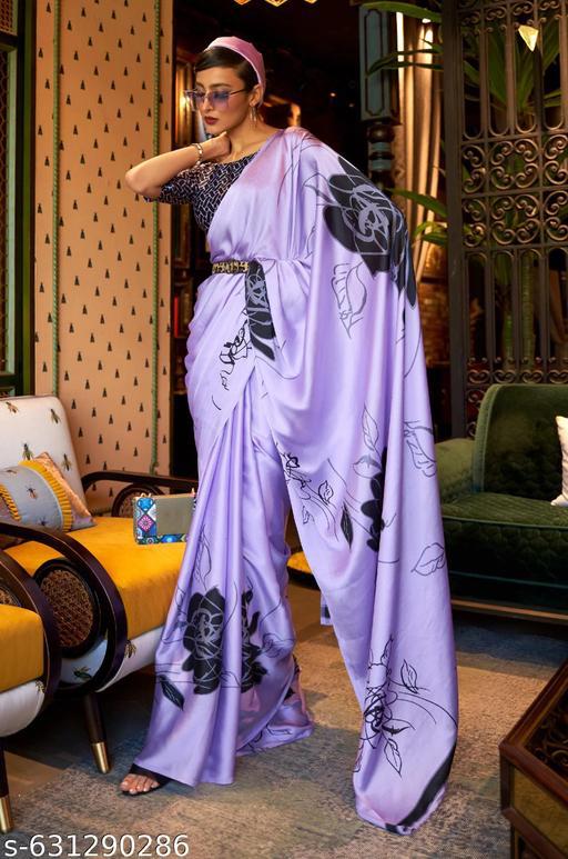 Satin Floral Saree