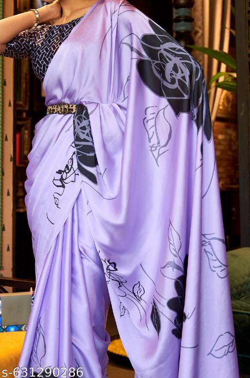 Satin Floral Saree