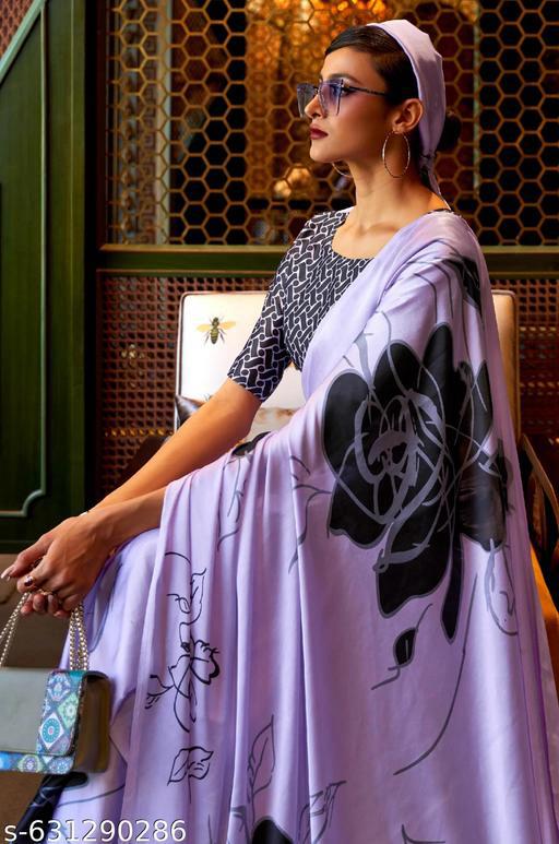 Satin Floral Saree