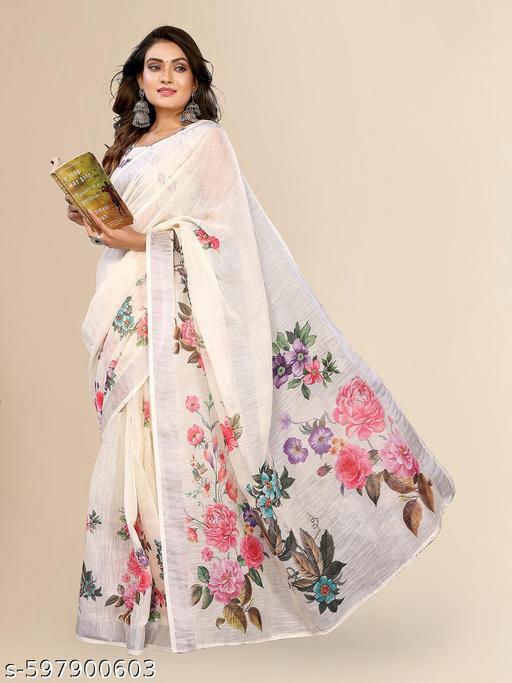 White Floral - Ready to wear Saree