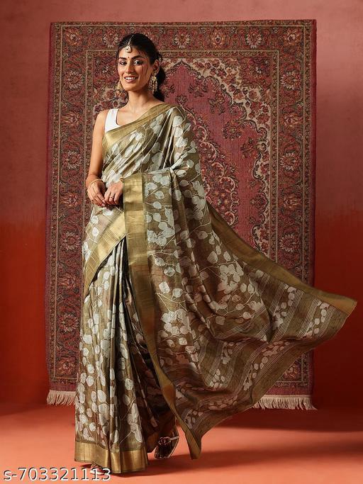Silk Alluring Green Leafy Ready to Wear Saree