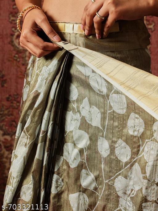 Silk Alluring Green Leafy Ready to Wear Saree