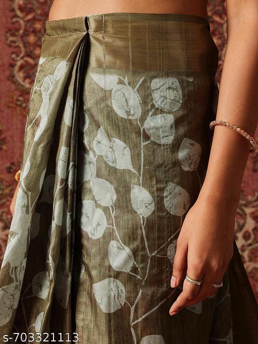 Silk Alluring Green Leafy Ready to Wear Saree