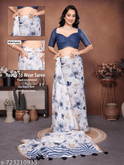 Voguish Blue Ready to wear Saree