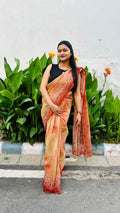 Brown Checkered Saree