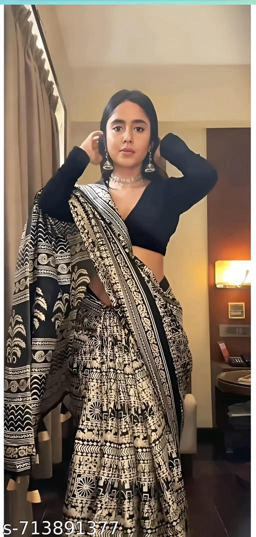 Black Refined Crepe Saree