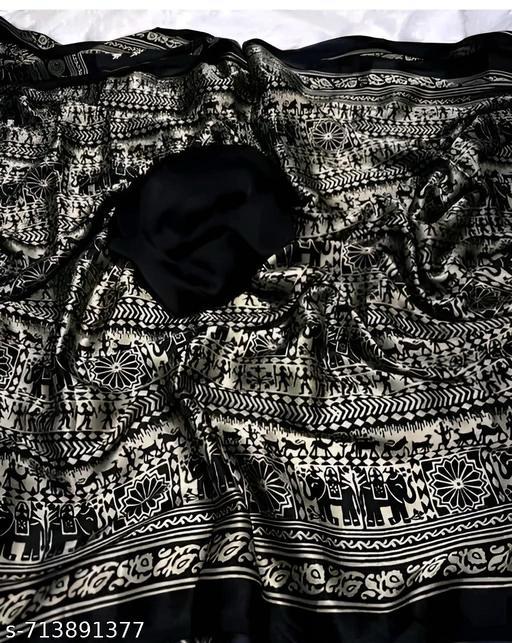 Black Refined Crepe Saree