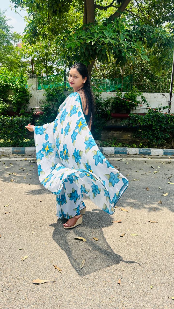 Blue floral Saree