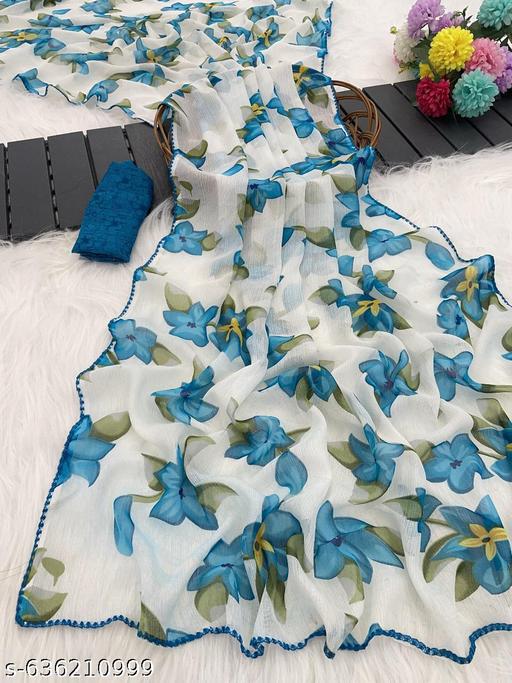 Blue floral Saree