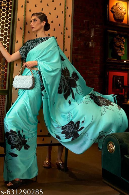 Satin Floral Saree
