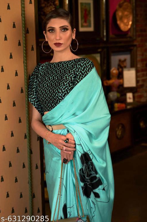 Satin Floral Saree