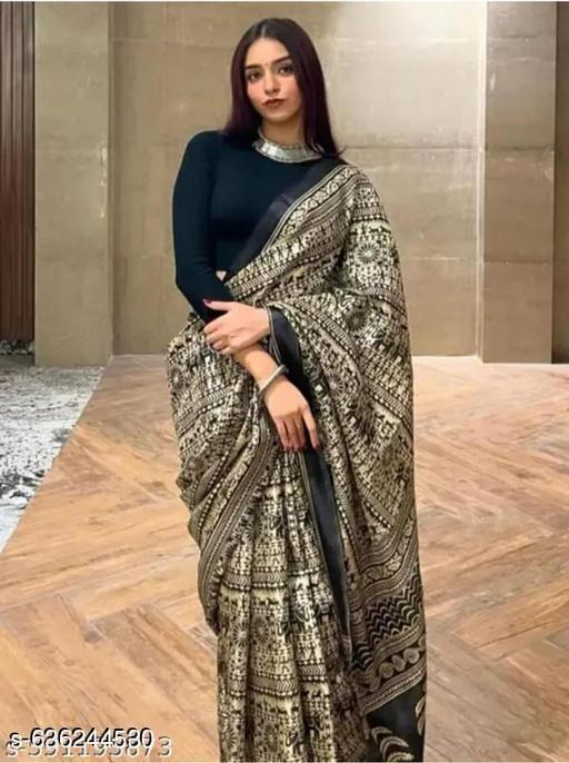 Black Refined Crepe Saree