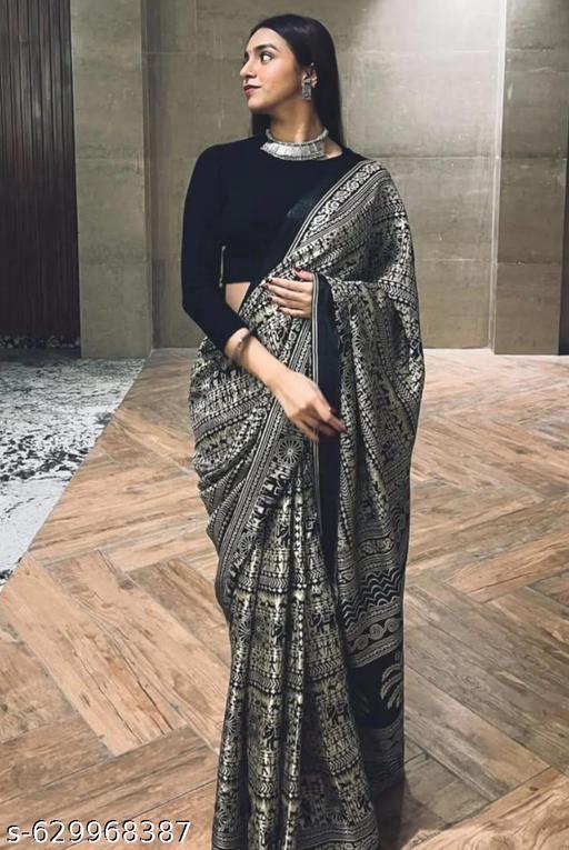 Black Refined Crepe Saree